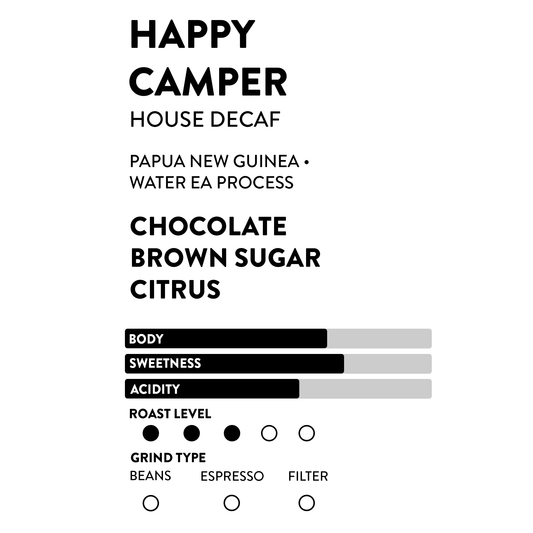 Happy Camper House Decaf | Chocolate • Brown Sugar • Citrus