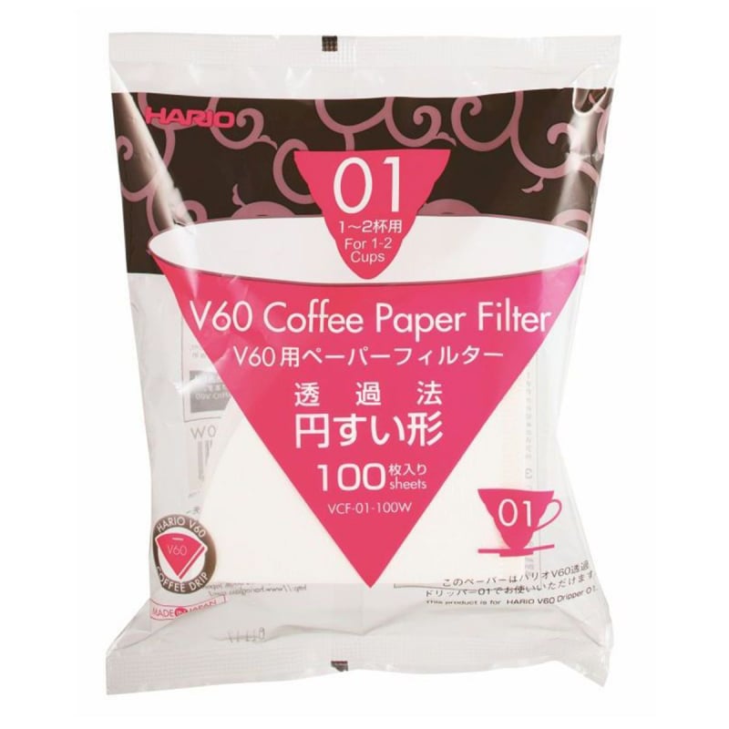 HARIO V60 PAPER FILTER 01 DRIPPER 100 SHEETS - BLEACHED