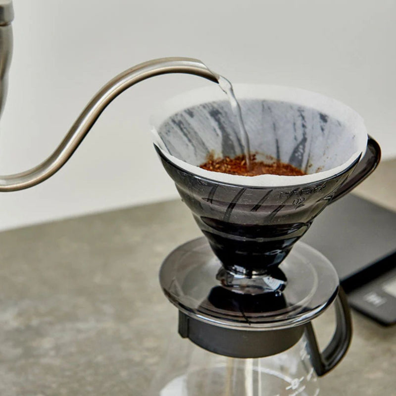 HARIO COFFEE DRIPPER V60 02 WITH FILTERS & SCOOP - BLACK PLASTIC