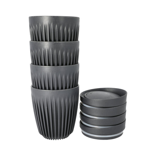 HUSKEE CUP & LID CHARCOAL - 8OZ/24CL (4 PACK)