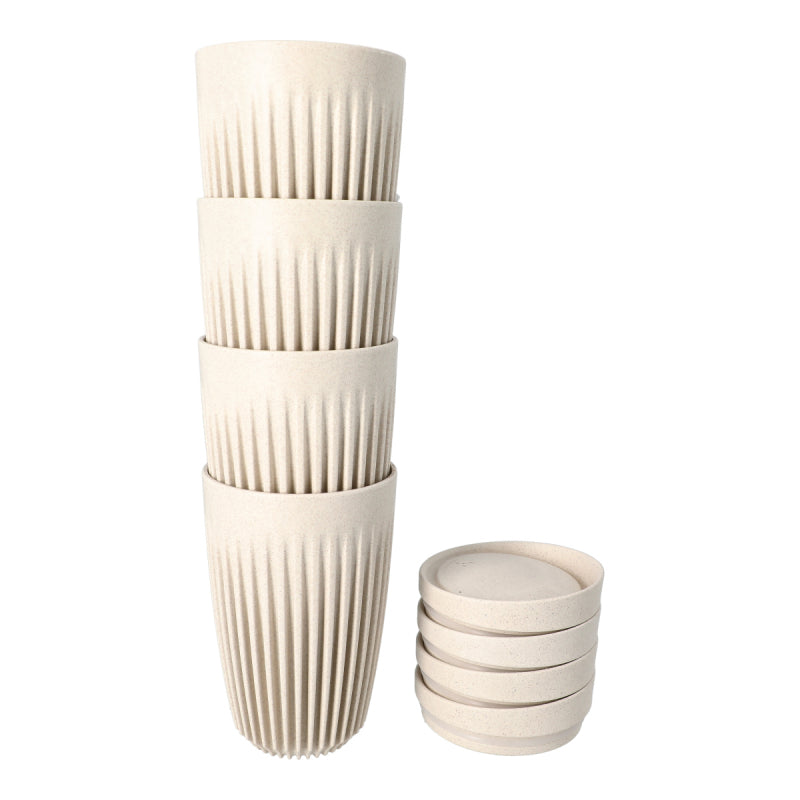HUSKEE CUP & LID NATURAL - 12OZ/36CL (4 PACK)