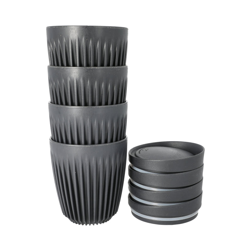 HUSKEE CUP & LID CHARCOAL - 8OZ/24CL (4 PACK)