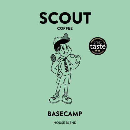 Basecamp house espresso with dark chocolate, almond and mandarin tasting notes