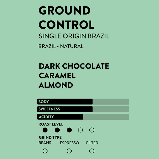 Ground Control Espresso | Single Origin  Brazil • Dark Chocolate • Smooth Caramel • Almond